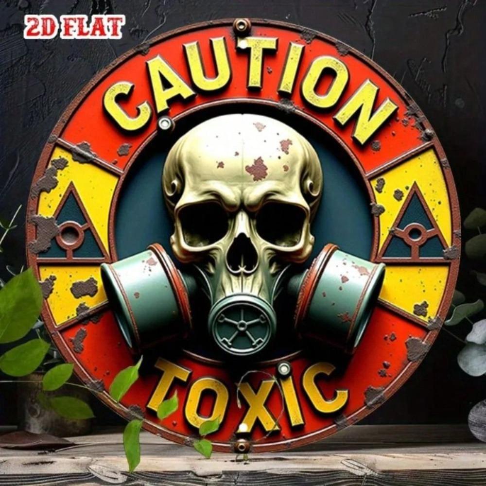 Vintage Skull Gas Mask Metal Poster 19.8cm Wall Decor