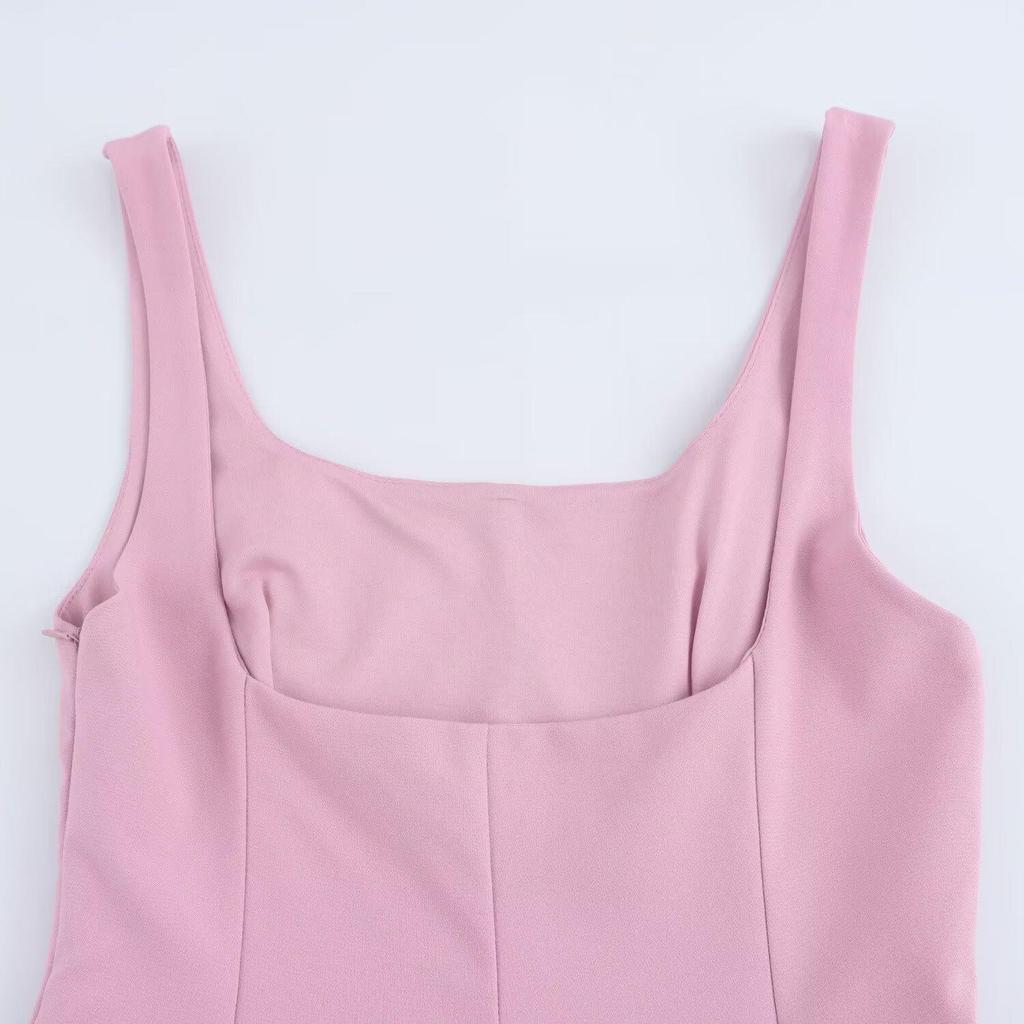 2025 Spring Women's Slim Sweet Wide Pleat Jumpsuit Dress