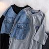 Maglietta estiva vintage a maniche corte da uomo e da donna, moda per coppie, casual, grigio e nero
