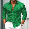 Men's Retro Print Shirt Long Sleeve Lapel Single-Breasted Autumn Casual Comfortable Streetwear