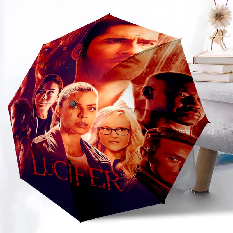 Fiery Dual Nature: Human Devil Folding umbrella travel Portable Sun umbrella Umbrella Three folds