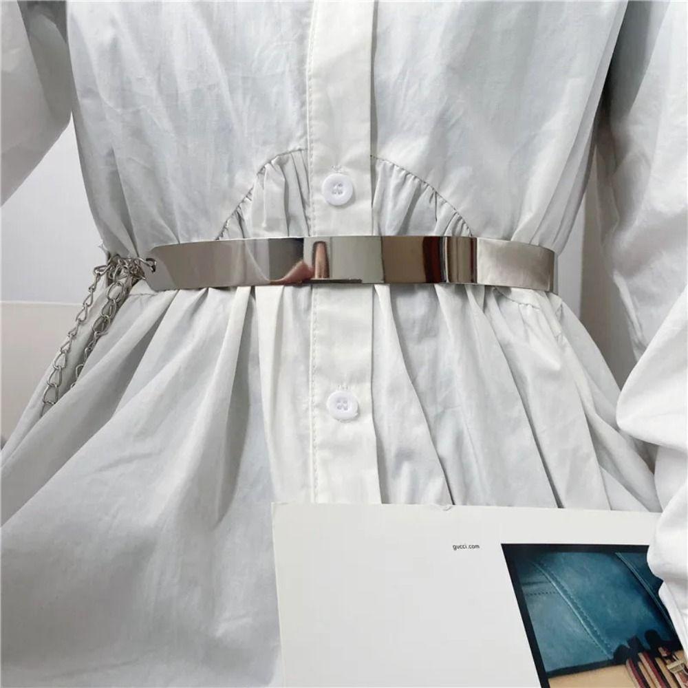 Adjustable Metal Designer Belt Fashion Dress Bling Waistband New Gold Silver Mirror Waistband
