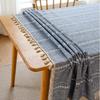 Cotton Linen Tablecloth With Tassels Waterproof Oilproof Tea Striped Table Cloth Thick Rectangular Wedding Dining Table Cover