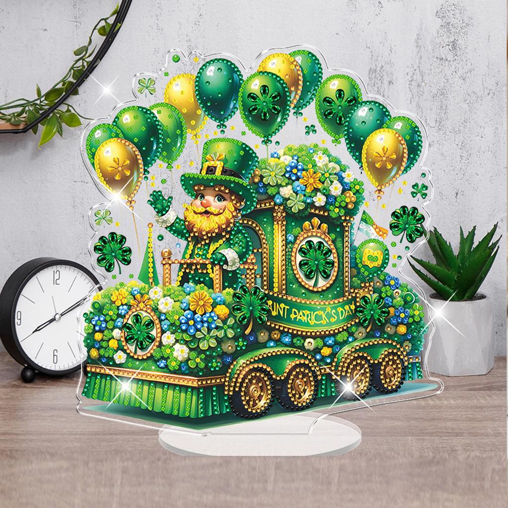 St Patricks Day DIY 2D Flat Acrylic Diamond Art Decorations Double-Sided Printed Single-Side Drill Crystal Art Craft Decoration