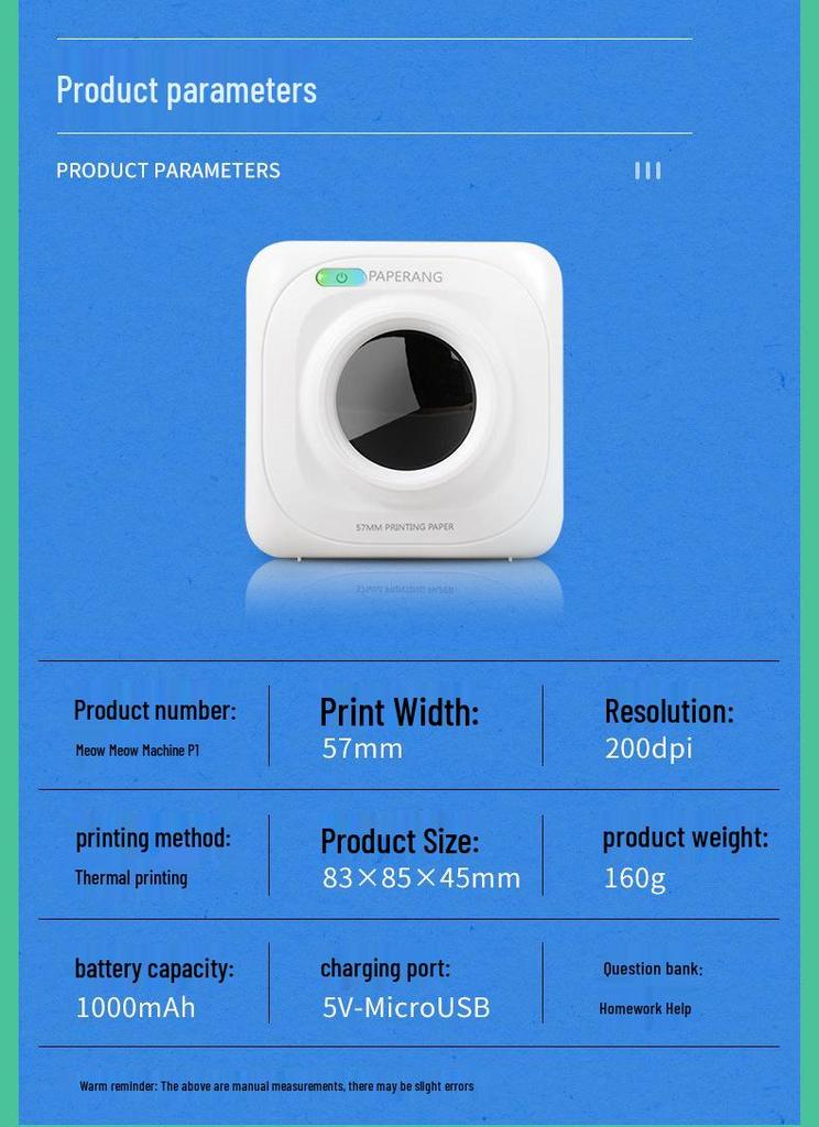 Paperang Meow Meow P1/P2sC1 Tragbarer Bluetooth-Thermodrucker