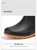 Men's British Style Waterproof Mid-Calf Rubber Rain Boots with Elastic Cuff - Non-Slip Winter Outdoor Fashion