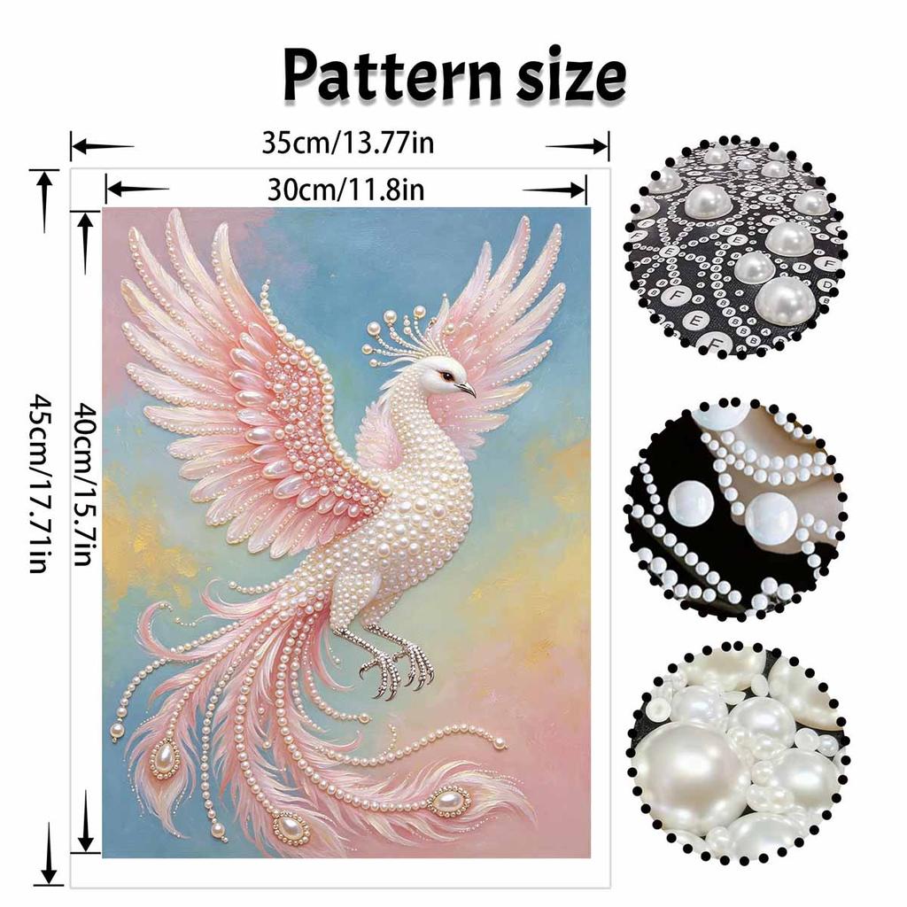 Shiny Pearl Elegant Phoenix DIY Painting Creative Bead Art Craft Household Wall Decoration Nice Present For Art Hobbyists Home Ornament Decor