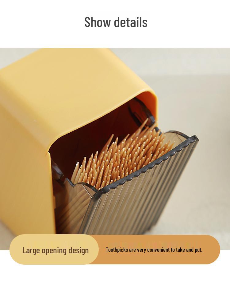 Wall-Mounted Flip-Top Toothpick Holder - Creative Plastic Design for Home and Restaurant