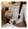 2025 Autumn/Winter Women's Slim Fit Twist Knit Grey Cotton Sweater Top