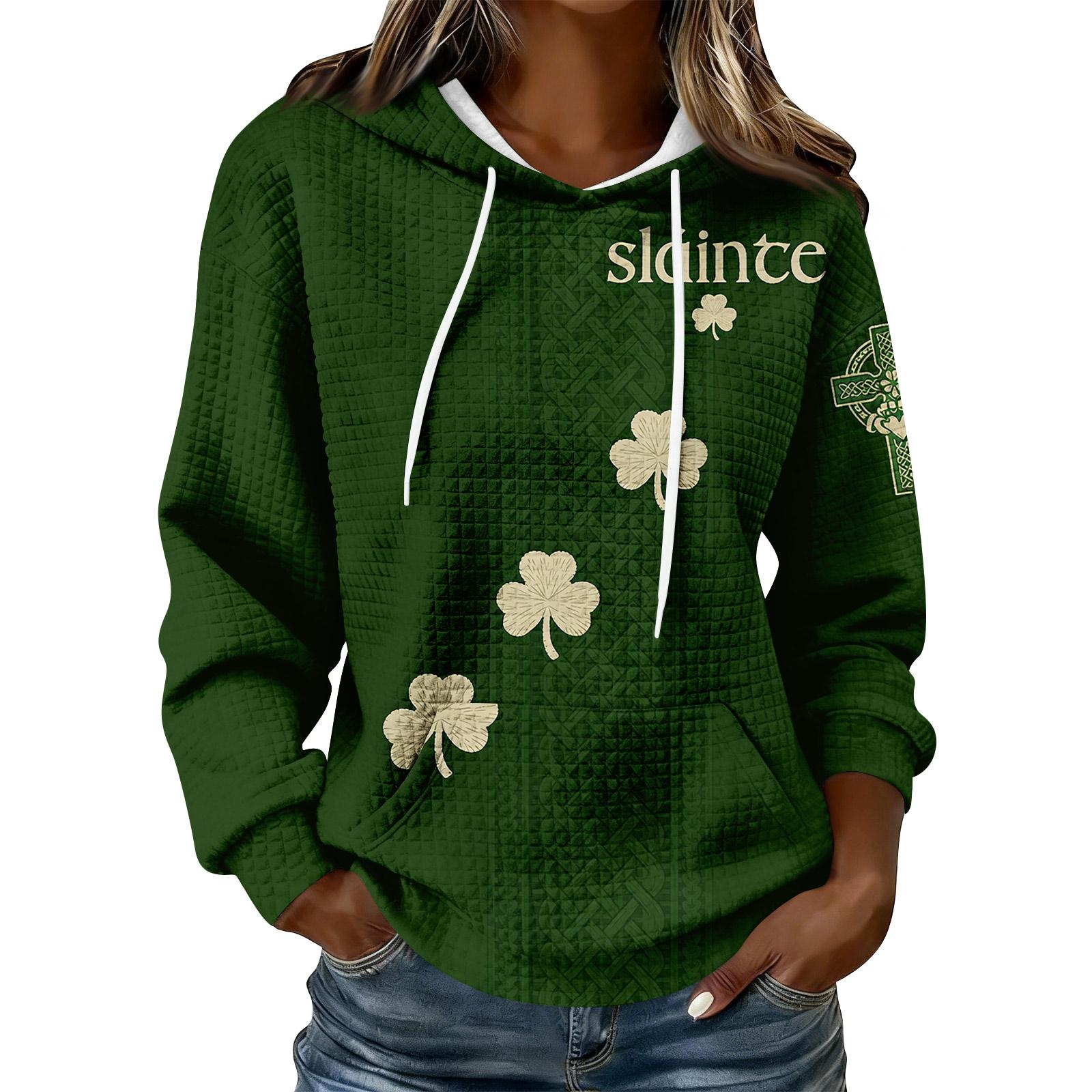 Женская ул.. Свитер на День Святого Патрика Милый Забавный Свитер на День Святого Патрика Весенний Свитер с Длинным Рукавом Вязаный Свитер L