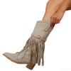 Winter Retro minimalist Women Fringes Thick Heel High Boots Pointed Toe Outdoor Fashionable versatile Platform Shoes Women Shoes
