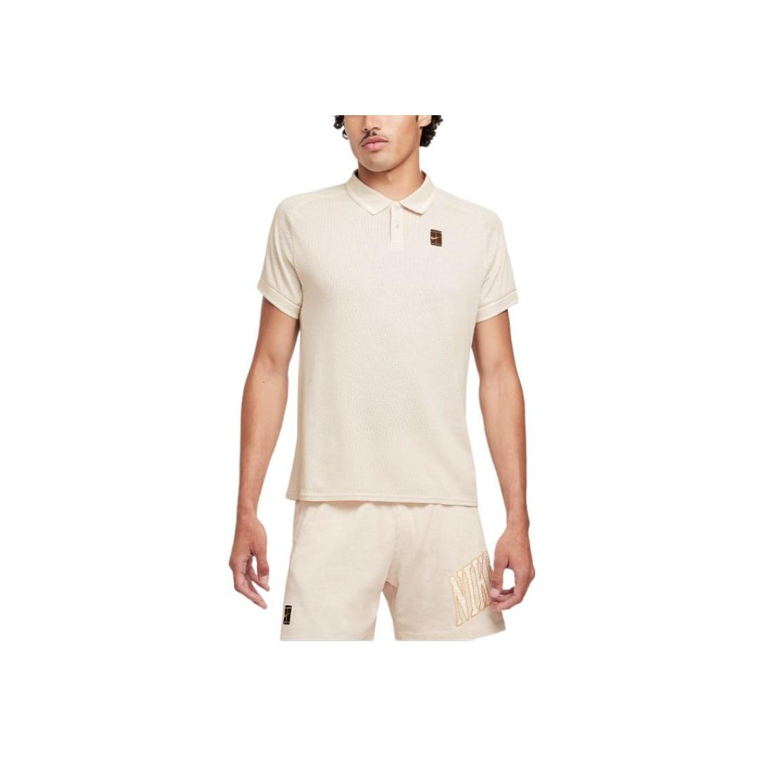 

Nike Court Heritage Tennis Mesh Fashion Versatile Short Sleeve Tennis Shirt Men Tops Light-Mineral-Brown FQ2101-104 M