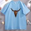 Boho Cow Skull T Shirt Western Graphic Tee Bull Skull T-Shirt Cowgirl Tshirt Country Girl Western Clothing Tops