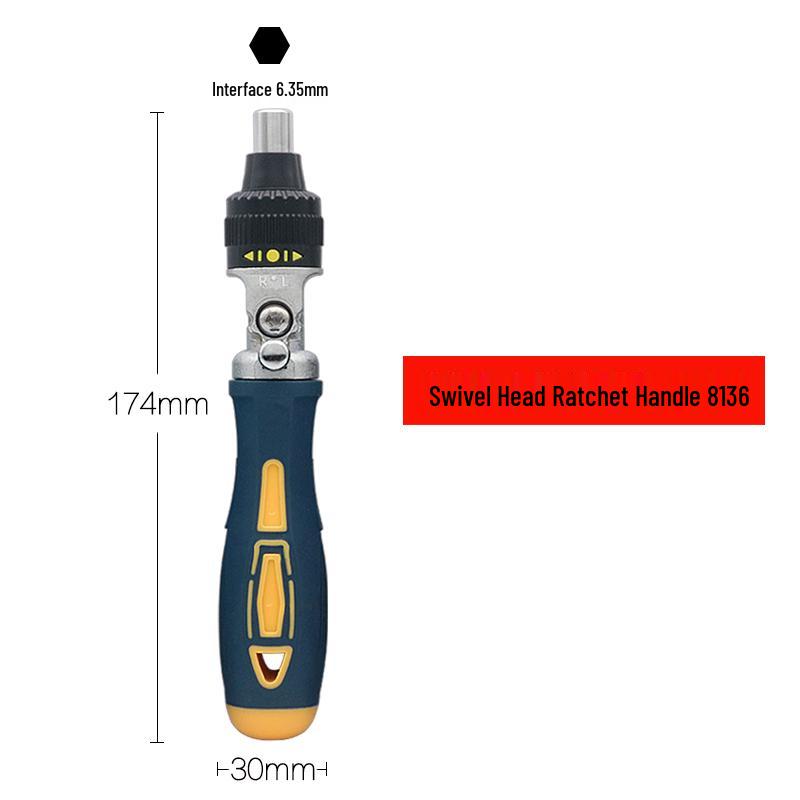 Hex Shank Air Screwdriver with Quick Ratchet Handle, Strong Magnetic Self-Locking Bit Holder, and Extension Rod Socket.