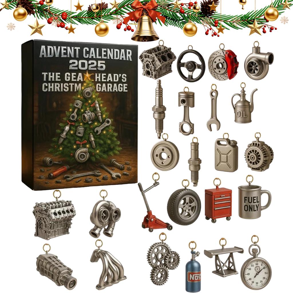 Adventskalender 2025 Weihnachts-Countdown-Kalender Feiertags-Adventskalender für Autoliebhaber & Mechaniker