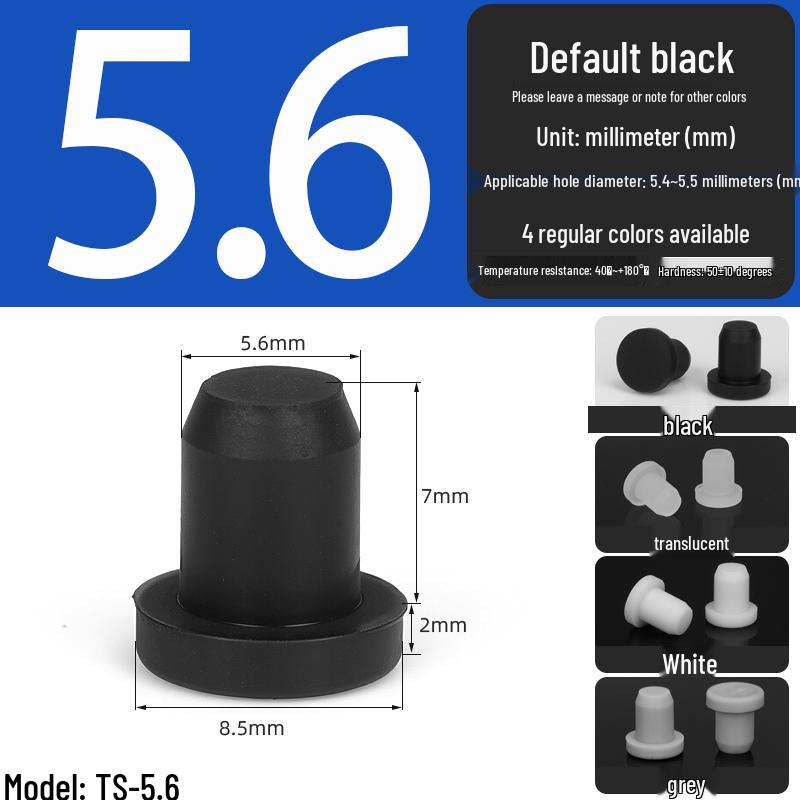 Black High-Temperature Resistant T-Shaped Silicone Stopper - Round Hole Rubber Gasket & Shock-Absorbing Blind Plug