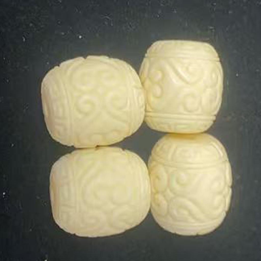 10Pcs Shell Powder Ruyi Pattern Barrel Beads 13x19mm Ivory Carved Drum Spacer Beads for DIY Bracelet Jewelry Making
