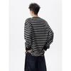 Spring and Autumn Striped Long Sleeve Jacket Retro Loose Casual Versatile Couple Round Neck Top