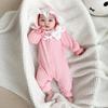 2025 Newborn Baby Girl Long Sleeve Cotton Hooded Romper for Autumn/Spring
