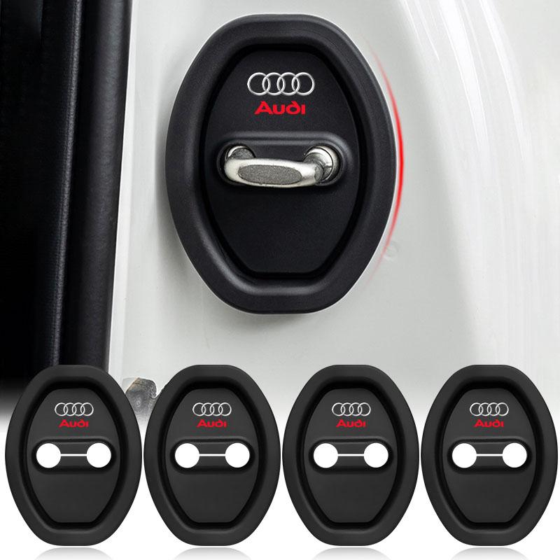 4pcs Car Door Lock Cover Silicone Protector Auto Accessory For Audi A3 A6 Q3 B5 B6 B7 B8 B9 Q7 8P 8V 8L A5 A4 C6 C5 C7 4F A1 A7 A8 Q2 Q5