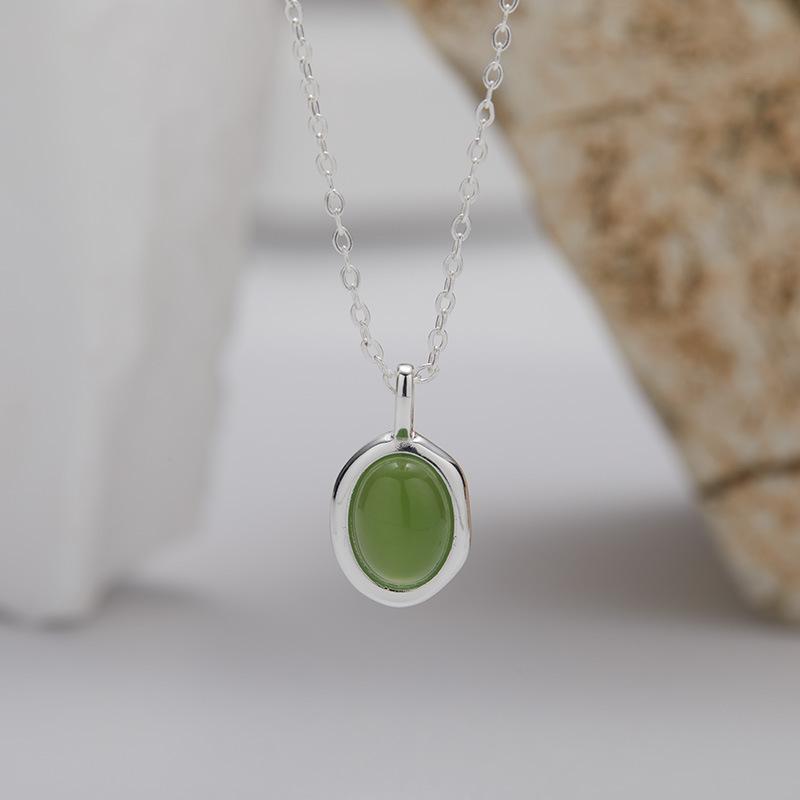 Minimalist Fashion Colored Treasure Pendant S925 Sterling Silver Inlaid With Natural Jasper Kyanite Tiger Eye White Shell Necklace Women'S