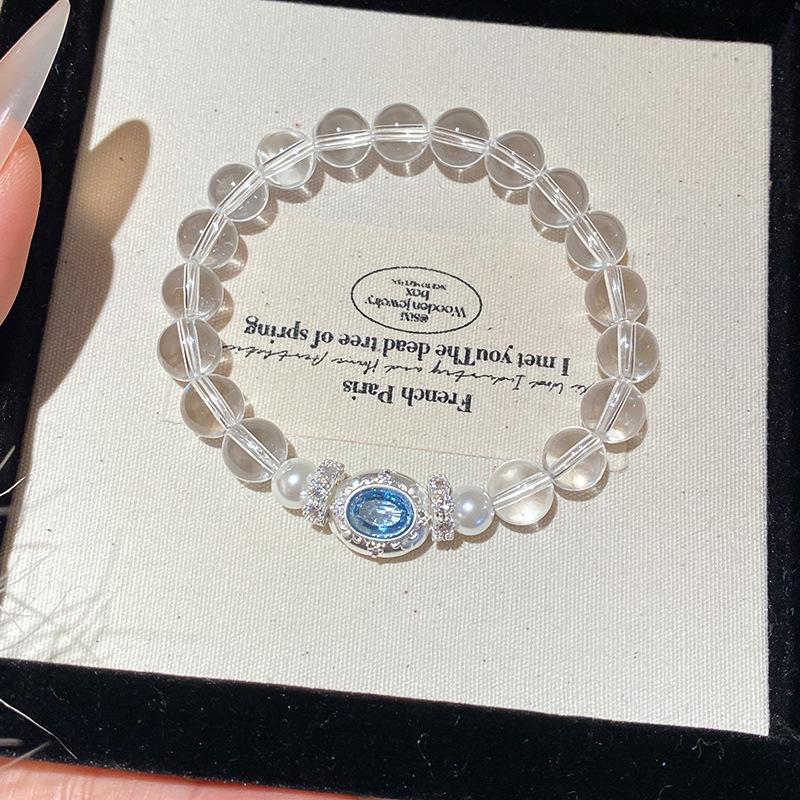 Natural Crystal Beaded Bracelet: Yellow & White Retro Wenwan Style, Light Luxury, High-End Jewelry