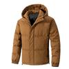 Men's Plus Size Winter Hooded Puffer Jacket - Cotton, Loose, Solid Color, Warm Outerwear