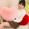 New Valentine's Day Red Heart Shaped Throw Pillow Imitation Real Ermine Fluffy Toy Nap Pillow Sofa Pillow Girls Holiday Gift