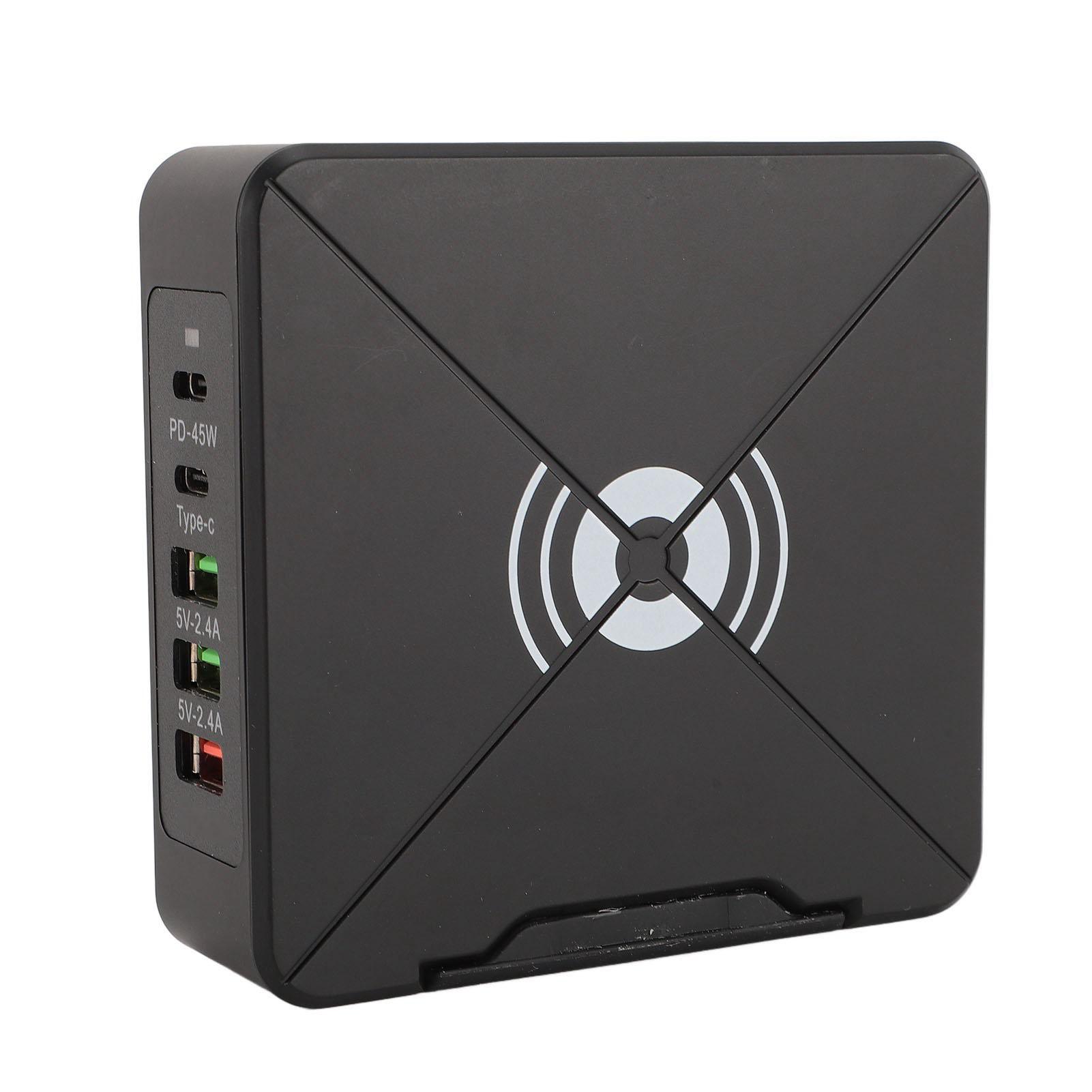 

USB C зарядное устройство блок PD75W QC3.0 быстрая зарядка беспроводная 5 портовая зарядная станция концентратор для телефона планшета EU Plug