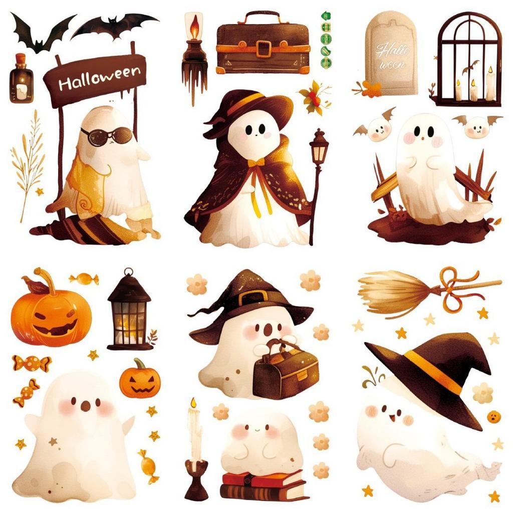 Cute Pumpkin Static Cling Window Stickers-Halloween Decorations,Festive Holiday Decorations,Office Decorators Cute glass sticker