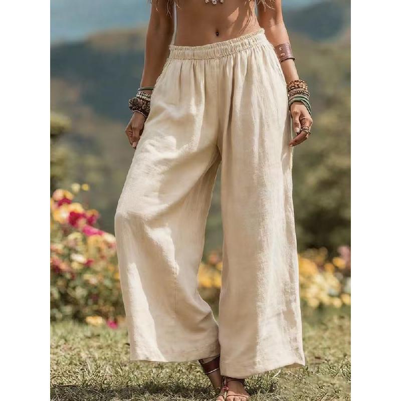 2026 Spring/Summer New Solid Color Loose Casual Wide-Leg Pants for Women, Breathable Long Pants