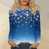 Women's Fashion Casual Christmas Printed Round Neck Long Sleeve Pullover Top