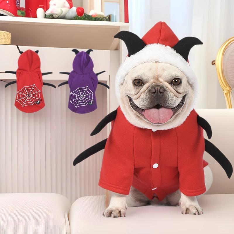 Pet Christmas Dress Halloween Dog Dress Fleece Sweater Spider Transformation Dress Halloween Dress