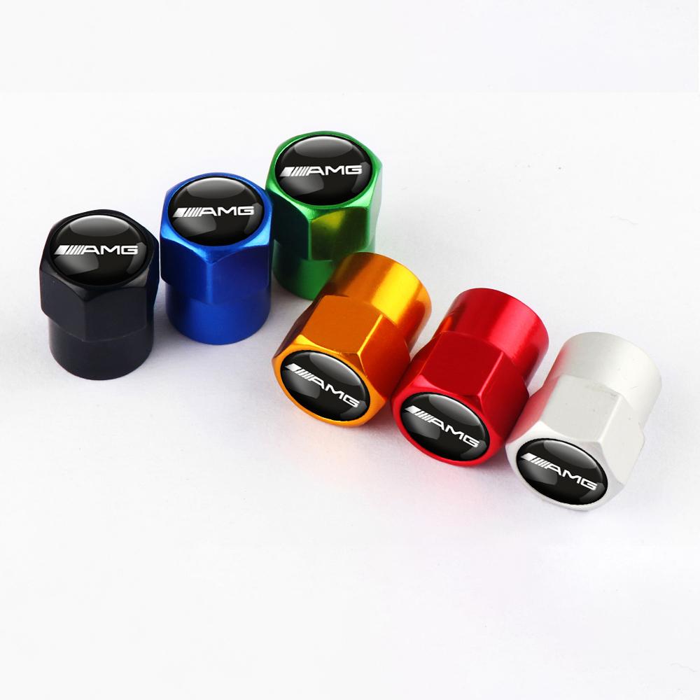 4Pcs Car Wheel Tire Valve Caps For Mercedes Benz A B C E M R G S Class Exclusive AMG W108 W124 W126 W140 W169 W176 W168 BC1