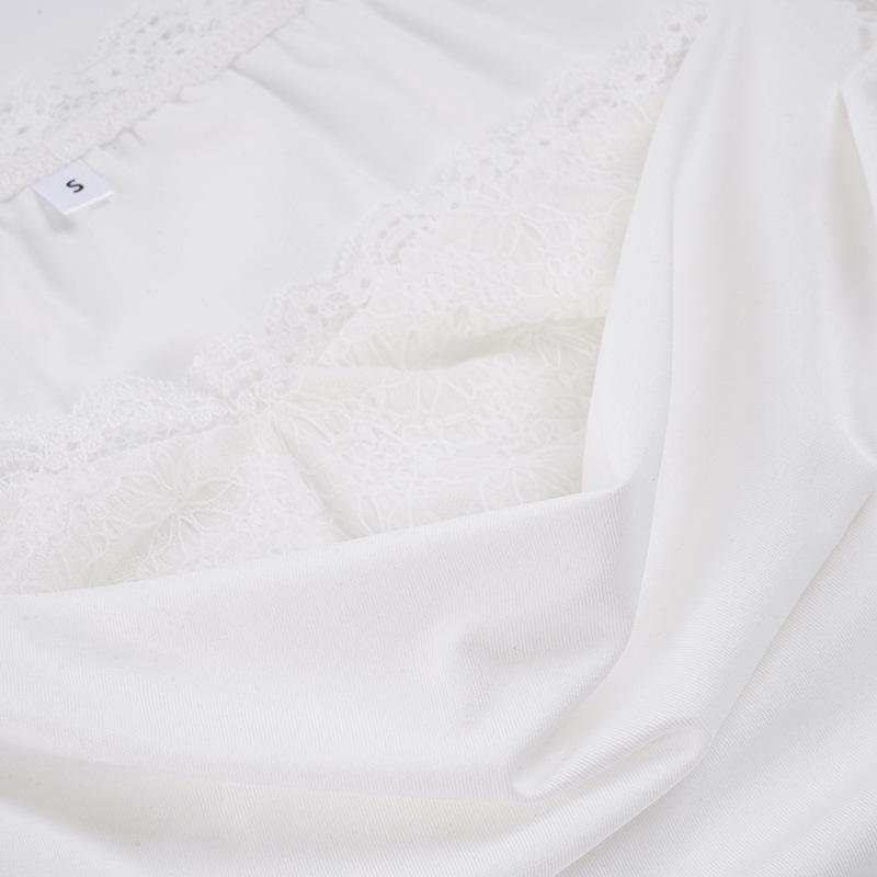 Trendy Spicy Girl Sheer Long-Sleeve Lace Patchwork T-Shirt