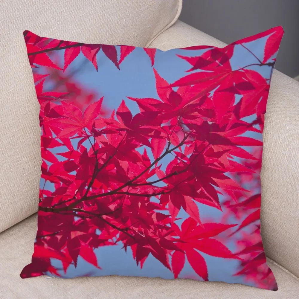 Herbstliches Laub Ahornblatt Gedrucktes Muster Kissenbezug für Zuhause Wohnzimmer Sofa Schlafzimmer Dekoration Kissenbezug