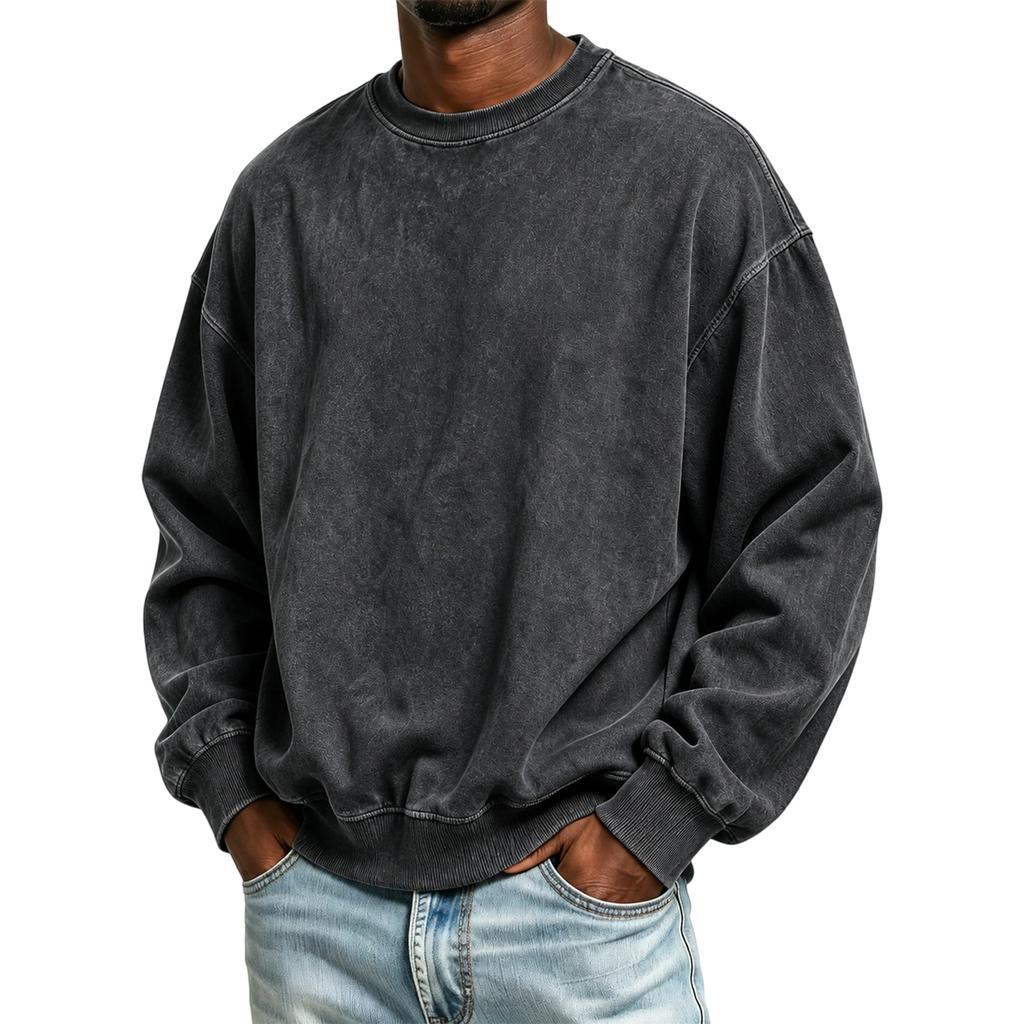Men's Vintage Wash Long Sleeve Hoodie Casual Pullover Sweatshirt for Everyday Wear