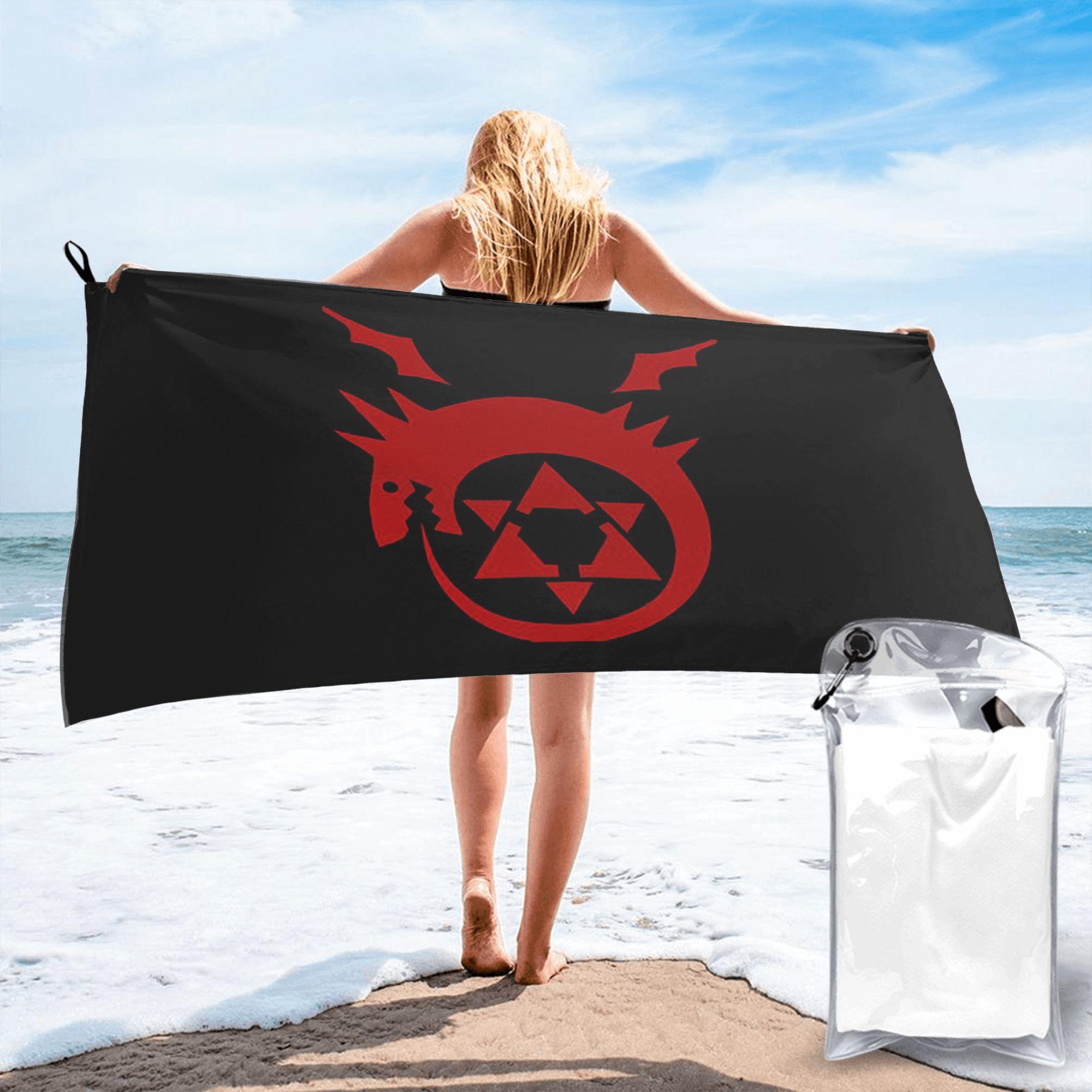 

Fullmetal Alchemist ouroboros homunculus symbol Beach Towel Soft Microfiber Quick Dry Absorbent Quick Towels For Bath W30*H60(CM)