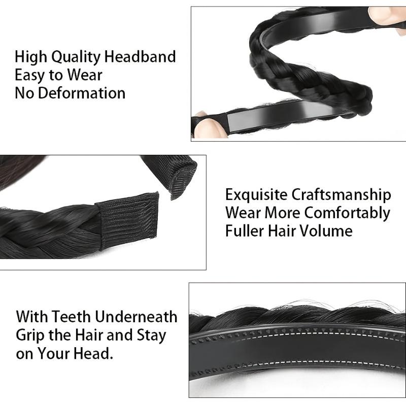 Geflochtener Haarhalter Stirnband Perücke Synthetisches Haar Twist Synthetische Zöpfe Kopfschmuck Zopf Haarverlängerungen für Damen Elastische Perücken Haarverlängerungen