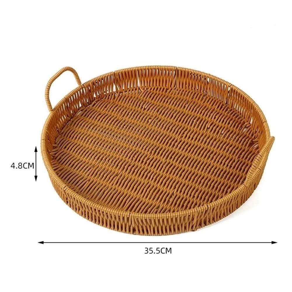 Plastic Imitation Handwoven Rattan Basket with Handle Wicker Basket  Food Storage