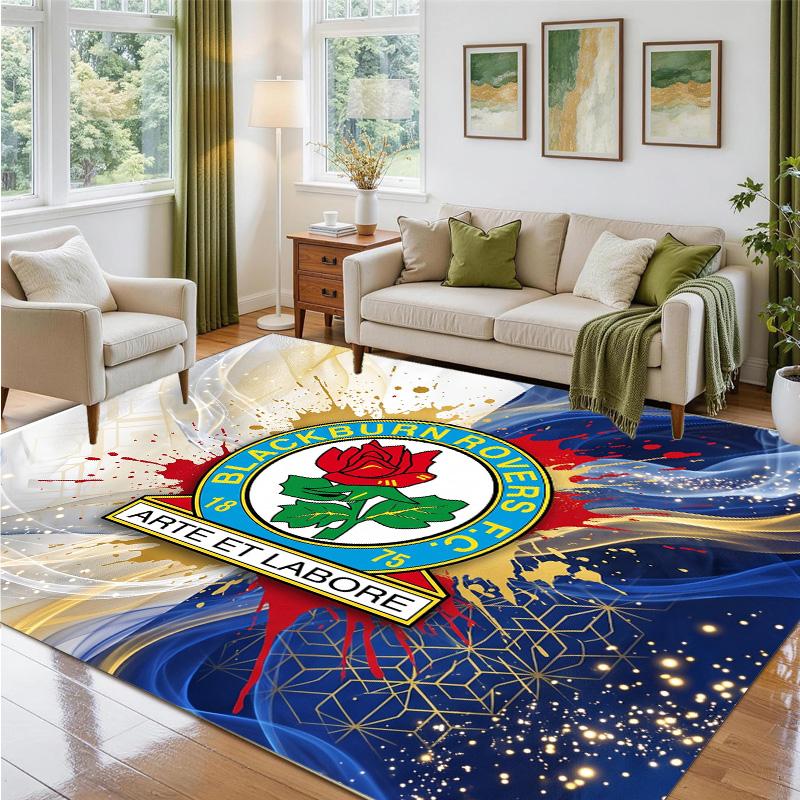 Blackburn Rovers Football Design Crystal Velvet Rug Soft Decorative Mat for Bedroom Entrance