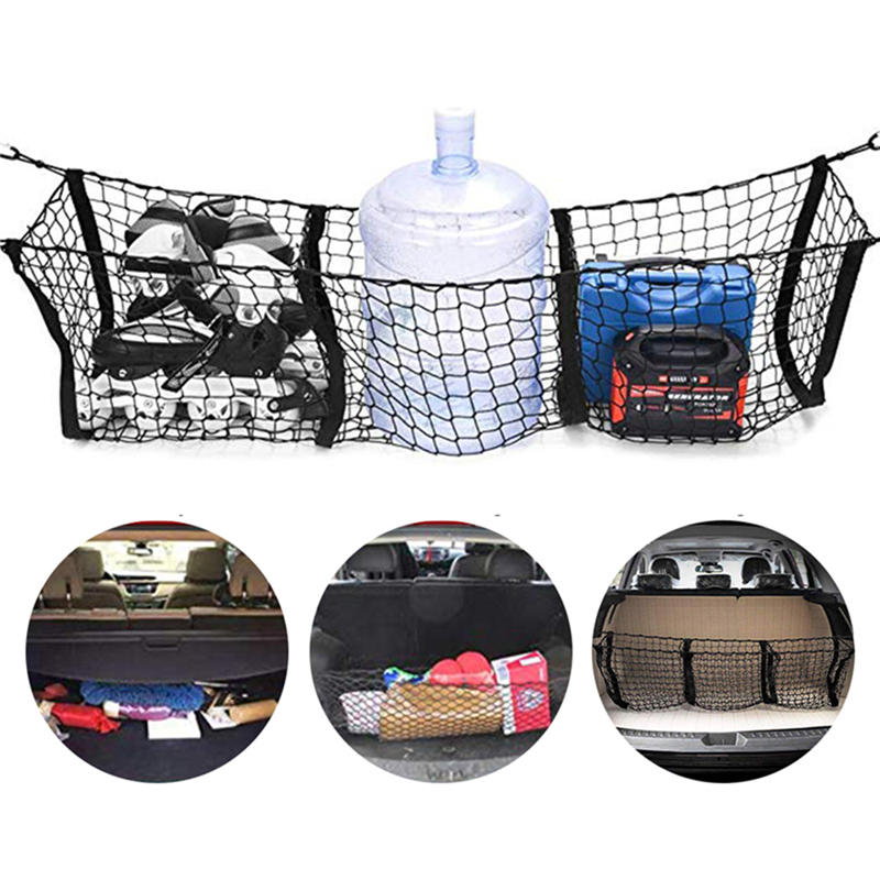 Car Trunk Net Bag Three Grid Luggage Net Three-Dimensional Three-Dimensional Net Pocket