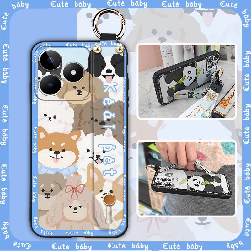 Soft case Anti-knock Phone Case For Realme C53/Narzo N53 Waterproof Wristband Phone Holder Cute Wrist Strap Kickstand