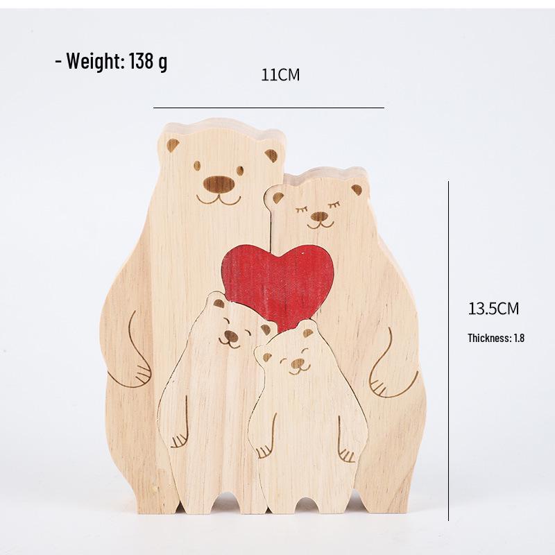 Cross-Border Wooden Little Penguin Family Puzzle Ornament - Festival Gift & Warm Family Decoration