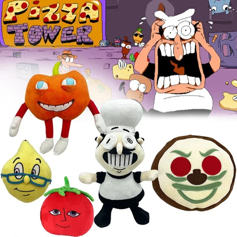 Pizza Tower Plush Toy Ms.Lemons and Mr.Tomatos Peppino Stuffed Dolls Fruits Vegetable Pepper Plushie Figure Kids Christmas Gifts