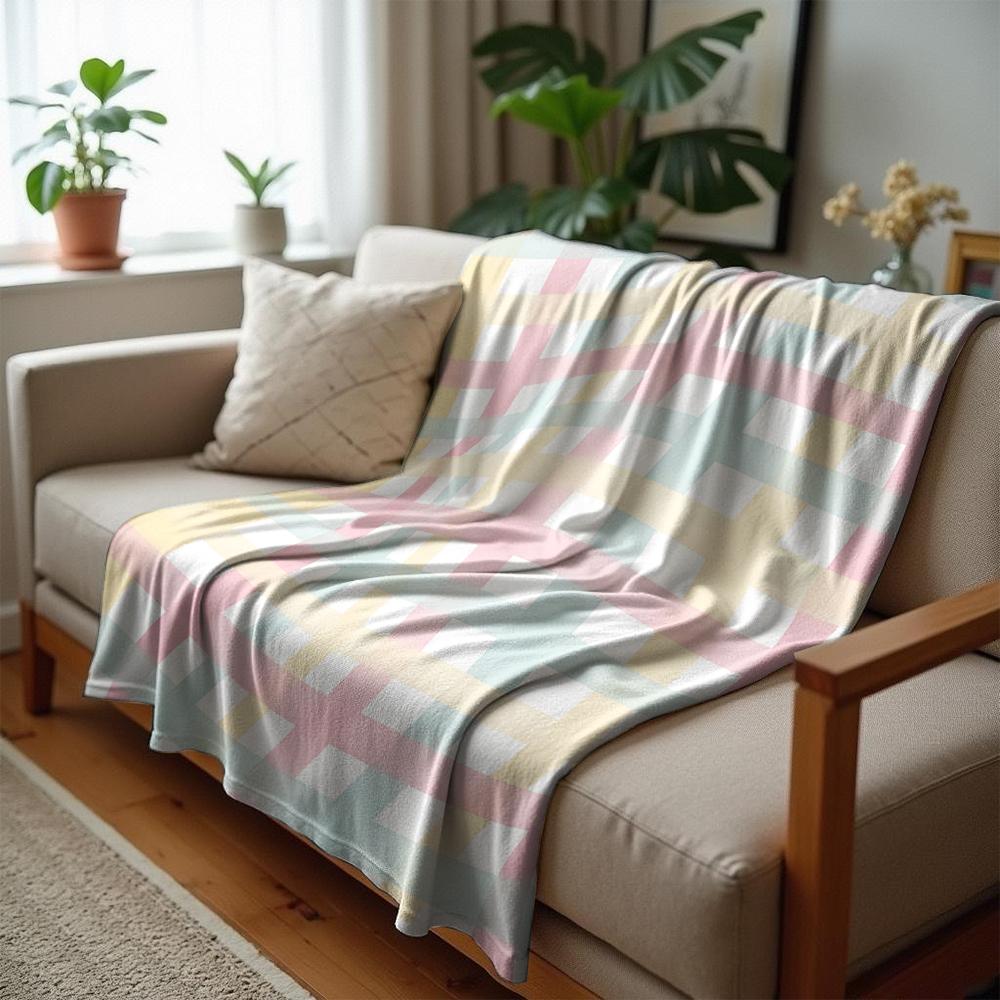 Pastel Color Block Halloween Tile Anime Cartoon Flannel Blanket Soft Warm Throw for Bedroom Sofa Car Kids Holiday Gift