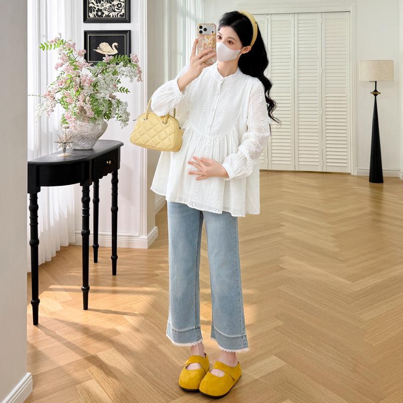 

2026 Spring Embroidered Loose Pleated Doll Blouse M білий