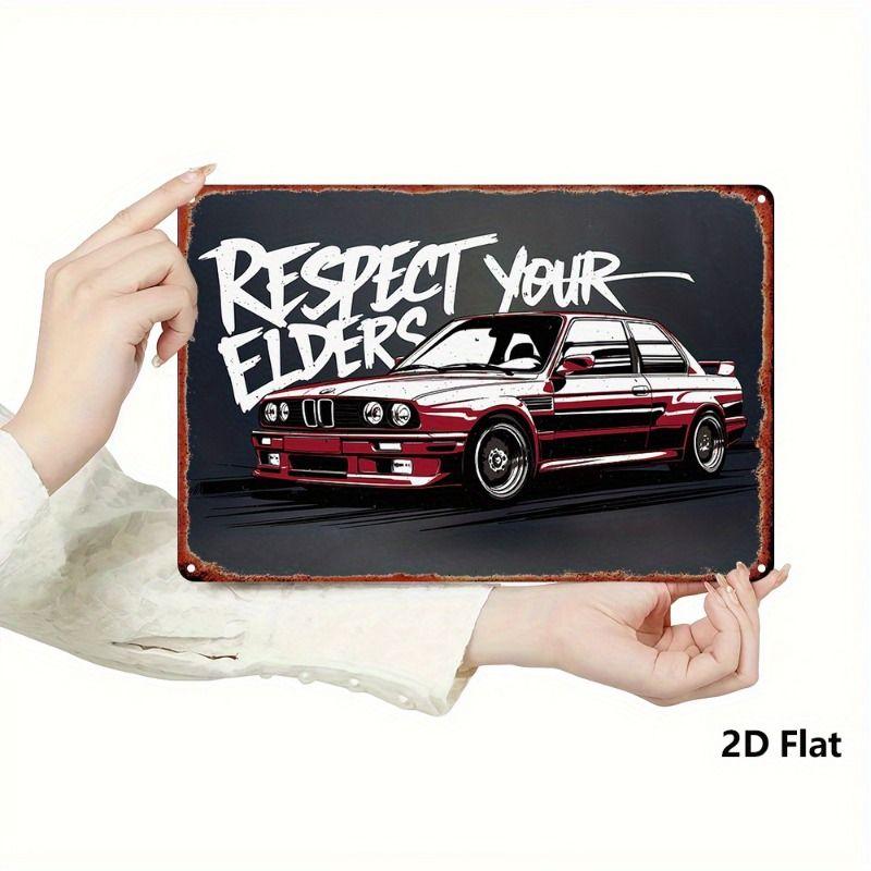 Racing Car Retro Style Metal Decorative Painting for Garage Room Decor