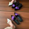 Beautiful Flower Pointed Head Bag Head Back Strap Sandals Female Summer New Fairy Style with Skirt Thick High Heel Single Shoes