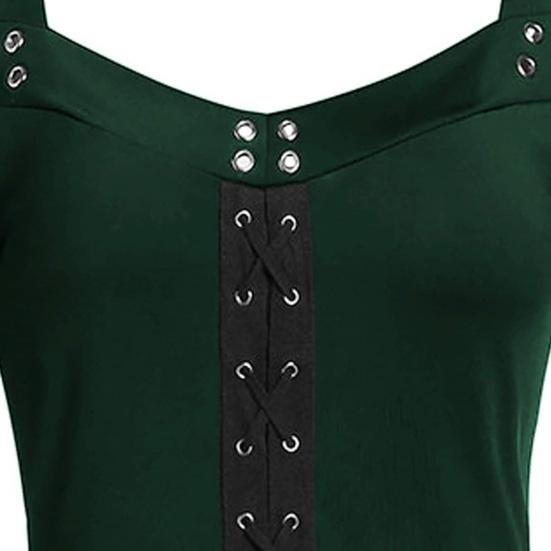 Damenkleid Spitze Patchwork Schmetterlingsärmel Halloween Großer Saum Tief ausgeschnitten Ösen Kleid für Halloween